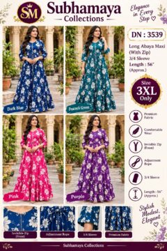 Women's Premium Floral Long Abaya Maxi - CODE - 3539