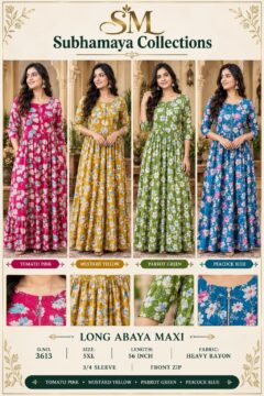 Women's Premium Heavy Rayon with Cotton Blended Floral Design Abaya Maxi - CODE - 3613