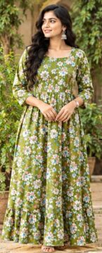 Women's Premium Heavy Rayon with Cotton Blended Floral Design Abaya Maxi  - CODE - 3613