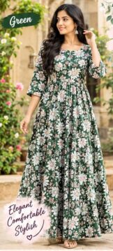 Women's Premium  Heavy Rayon with Cotton Blended Floral Design Ambaya Maxi - CODE - 3615