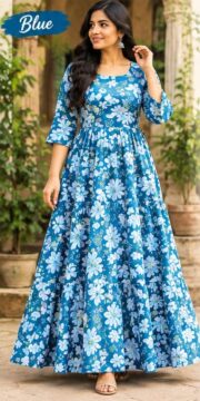 Women's Premium Heavy Rayon with Cotton Blended Ambaya Maheshi Umbrella Maxi - CODE - 3616