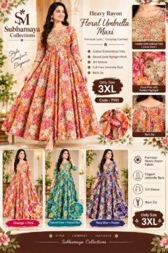 Women's Favourite Heavy Rayon Floral Design Umbrella Kurti - CODE - 7901