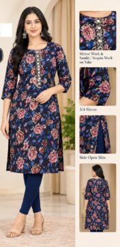 Premium Handloom Heavy Rayon Floral Design Straight Cut Top - CODE - 8311