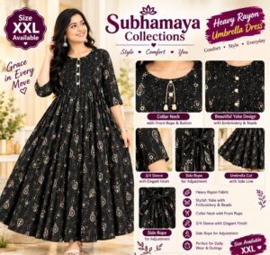 WOMEN'S FAVOURITE HEAVY RAYON UMBRELLA TOP WITH COLLAR NECK - CODE - SM00007