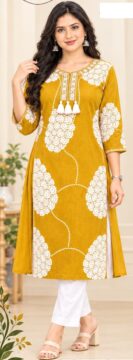 Premium Cotton Straight Cut Top With Tassel Work Design- CODE - ESO 7454