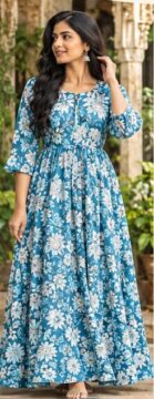Women's Premium Heavy Rayon with Cotton Blended Floral Design Abaya Maxi  - CODE - SM00011