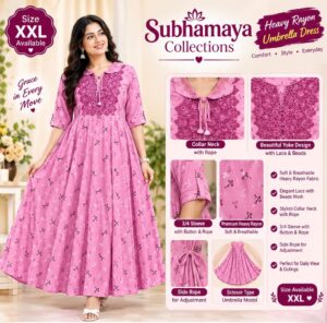 WOMEN'S FAVOURITE HEAVY RAYON UMBRELLA TOP WITH COLLAR NECK & ROPE - CODE - SM00009