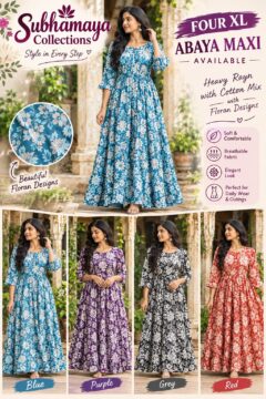 Women's Premium Heavy Rayon with Cotton Blended Floral Design Abaya Maxi - CODE - SM00011