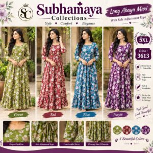 Women's Premium Heavy Rayon with Cotton Blended Floral Design Abaya Maxi - CODE - 3613